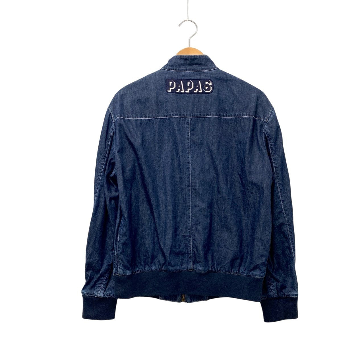 74c13 Papas パパス デニムブルゾン デニムジャケット ライトアウター S インディゴブルー コットン メンズu02t