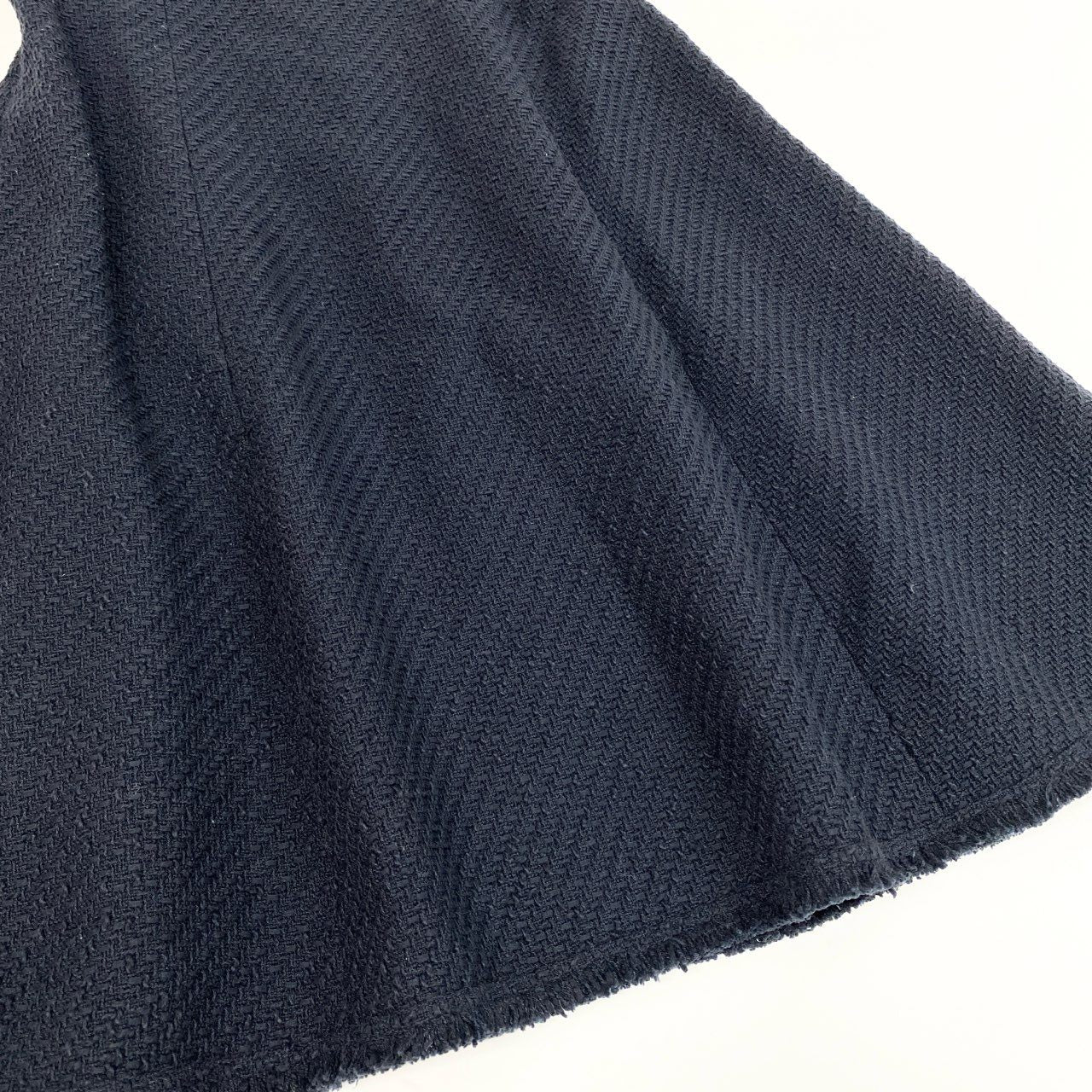 50b12 【美品】Rene ルネ ツイードワンピース ノースリーブワンピース 6016520 34サイズ ネイビー コットン100％ レディース 女性用u02t