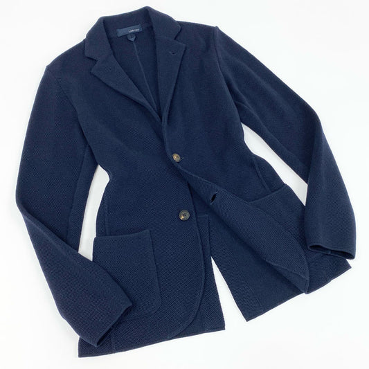 59e9 【イタリア製】LARDINI ラルディーニ タイトシルエット 2釦 ニットジャケット テーラードジャケット サイズXS ネイビー メンズ 男性用