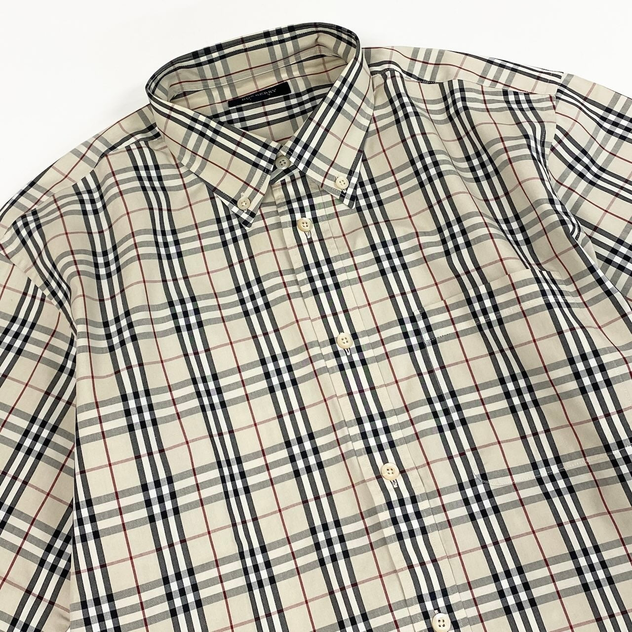 Ic27 BURBERRY バーバリー ノバチェックシャツ 半袖シャツ コットンシャツ トップス LLサイズ ベージュ コットン100％ メンズ 男性用u02t