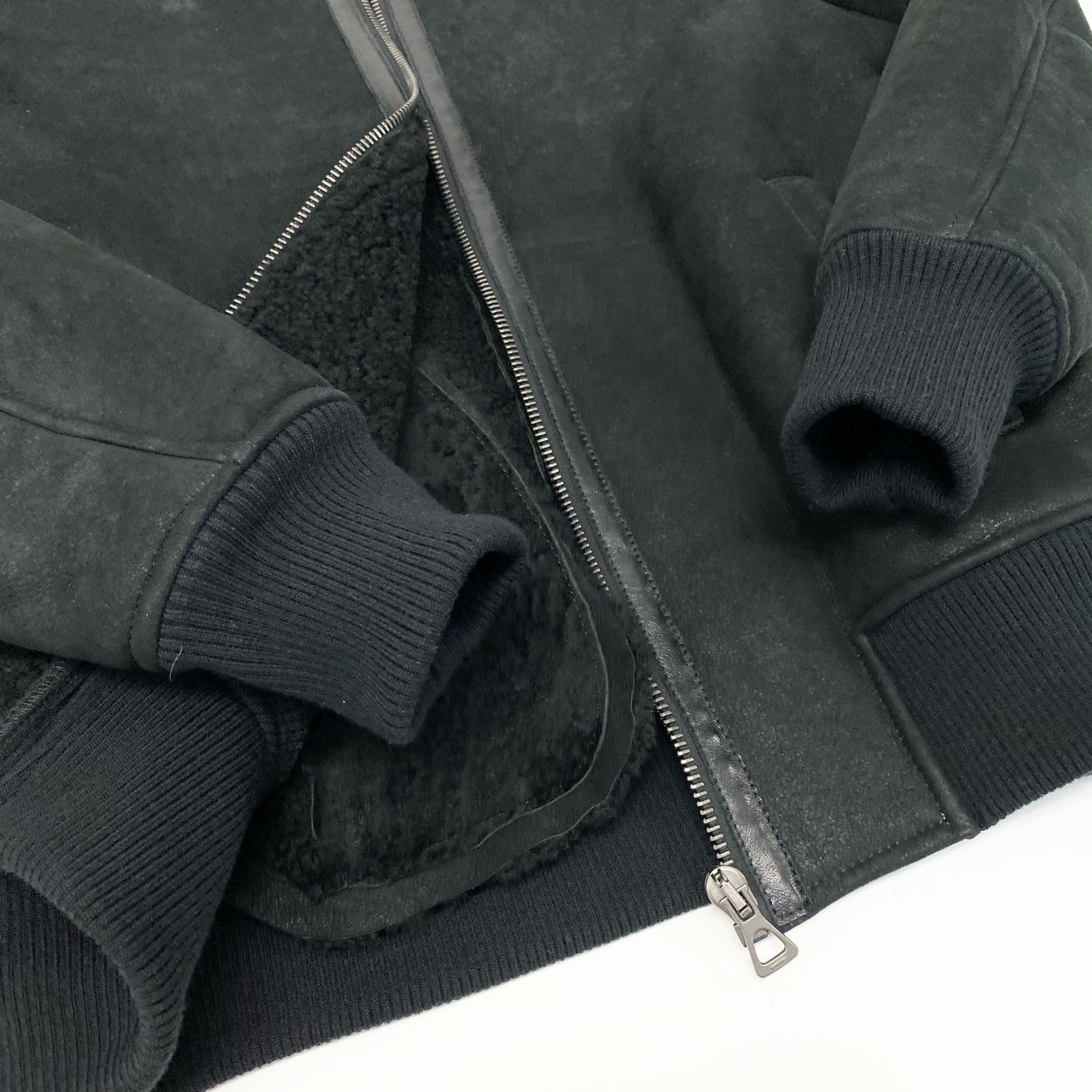 58k22《未使用保管品》 ロンハーマン ＲＨＣ アールエイチシー  ボンバージャケット ムートンジャケット レザー羊革 裏ボア メンズ 紳士服 M ブラックu02t