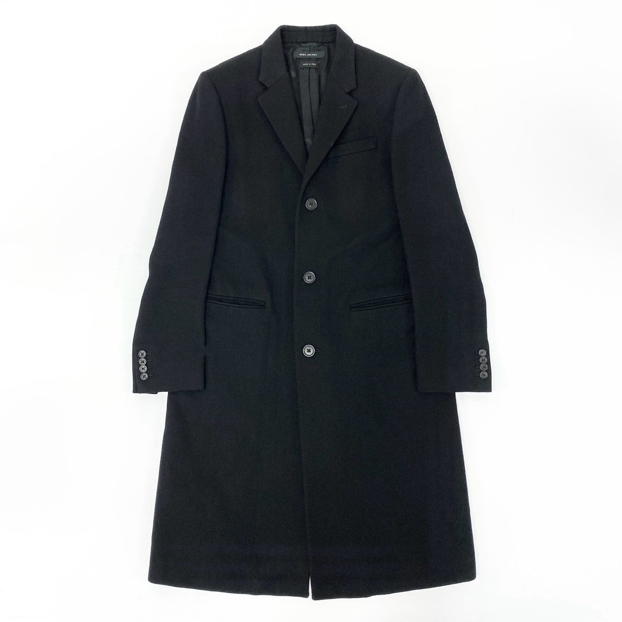 45j10 MARC JACOBS マークジェイコブス チェスターコート ロングコート ウールコート アウター 48サイズ ブラック メンズu02t