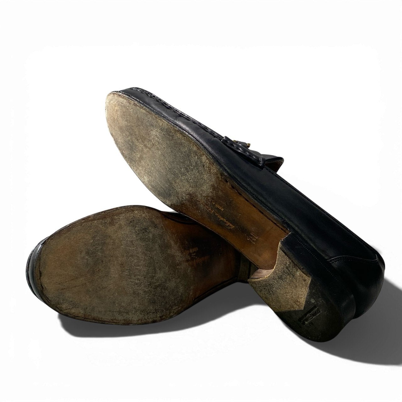 2a23 Salvatore Ferragamo サルヴァトーレフェラガモ ビットローファー ガンチーニ レザーシューズ メンズ 紳士服 サイズ7 1/2 マットブラック leatheru02t