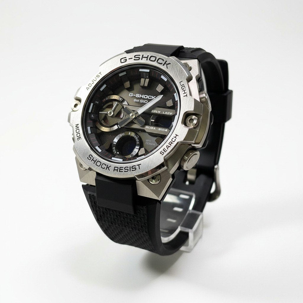 e4 CASIO カシオ G-SHOCK ジーショック GST-B400 Series 腕時計 ソーラー駆動 G-STEEL GST-B400-1AJF シルバー ブラック メタル 樹脂 メンズ　紳士用u02t