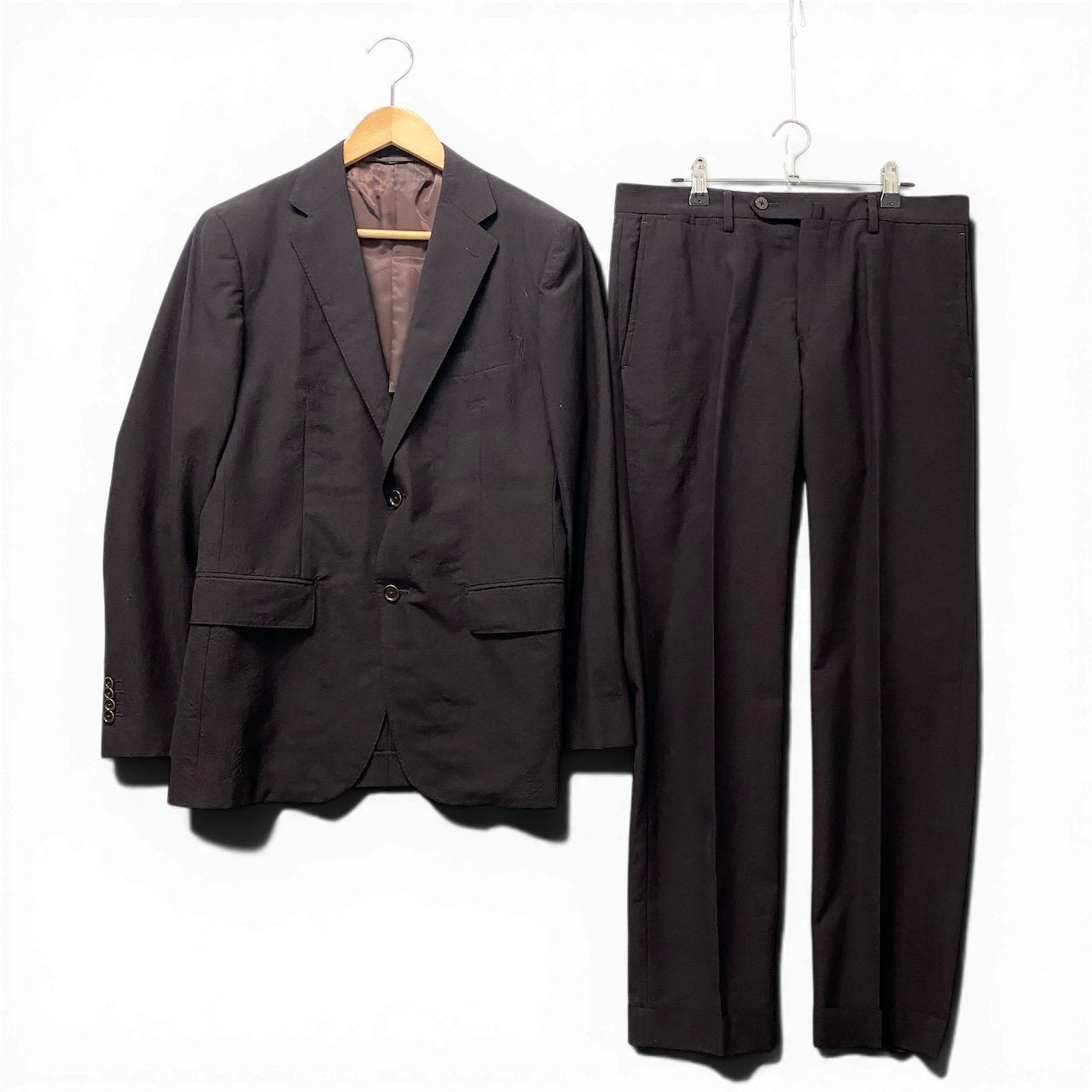 20f16 UNITED ARROWS ユナイテッドアローズ セットアップスーツ シングル 2B テーラードジャケット スラックスパンツ サイズ46 ブラウン系 メンズ 紳士服u02t