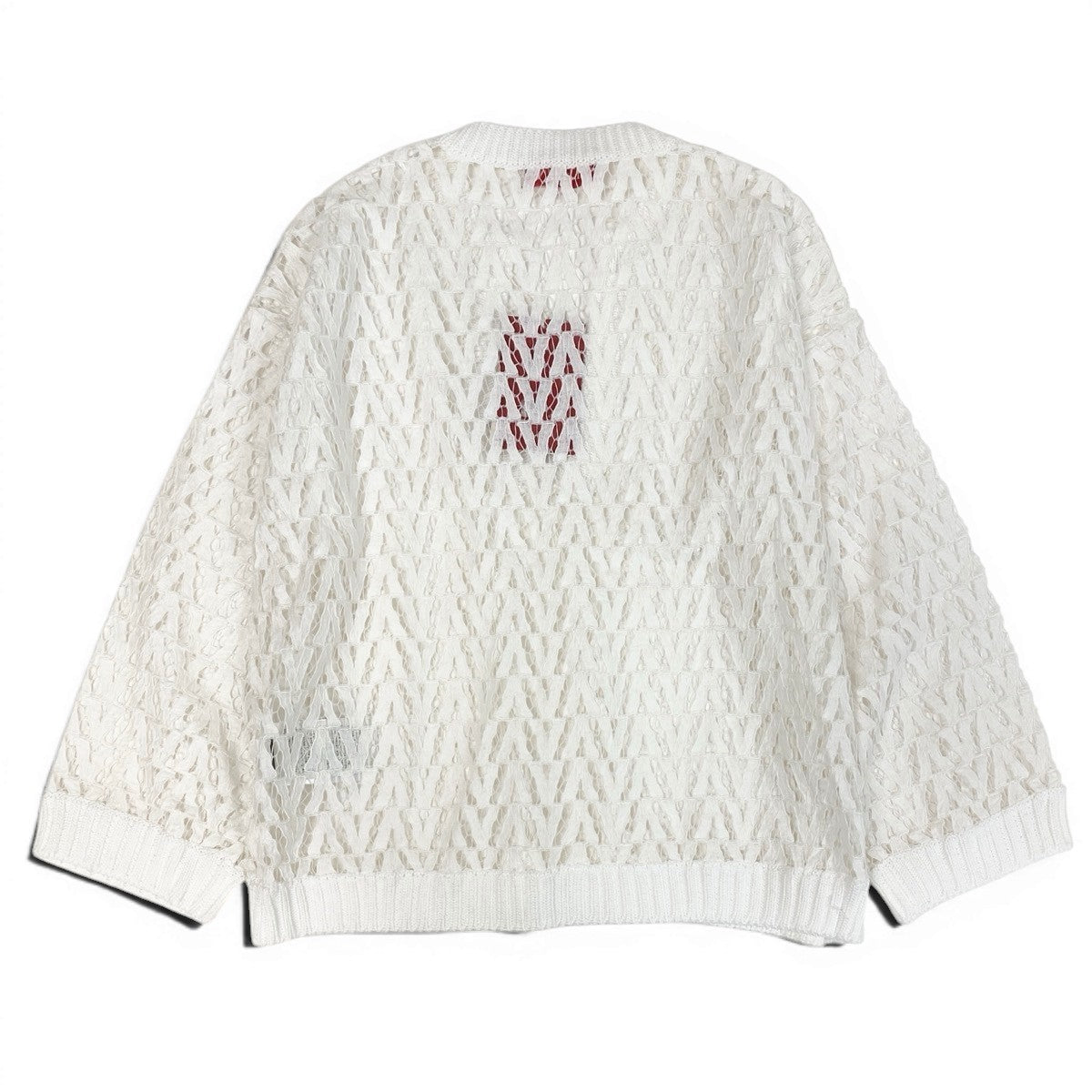 Eg10 【未使用保管品】 VALENTINO ヴァレンティノ Vロゴレース ロングスリーブ レースブラウス サイズM ホワイト レディースk02i