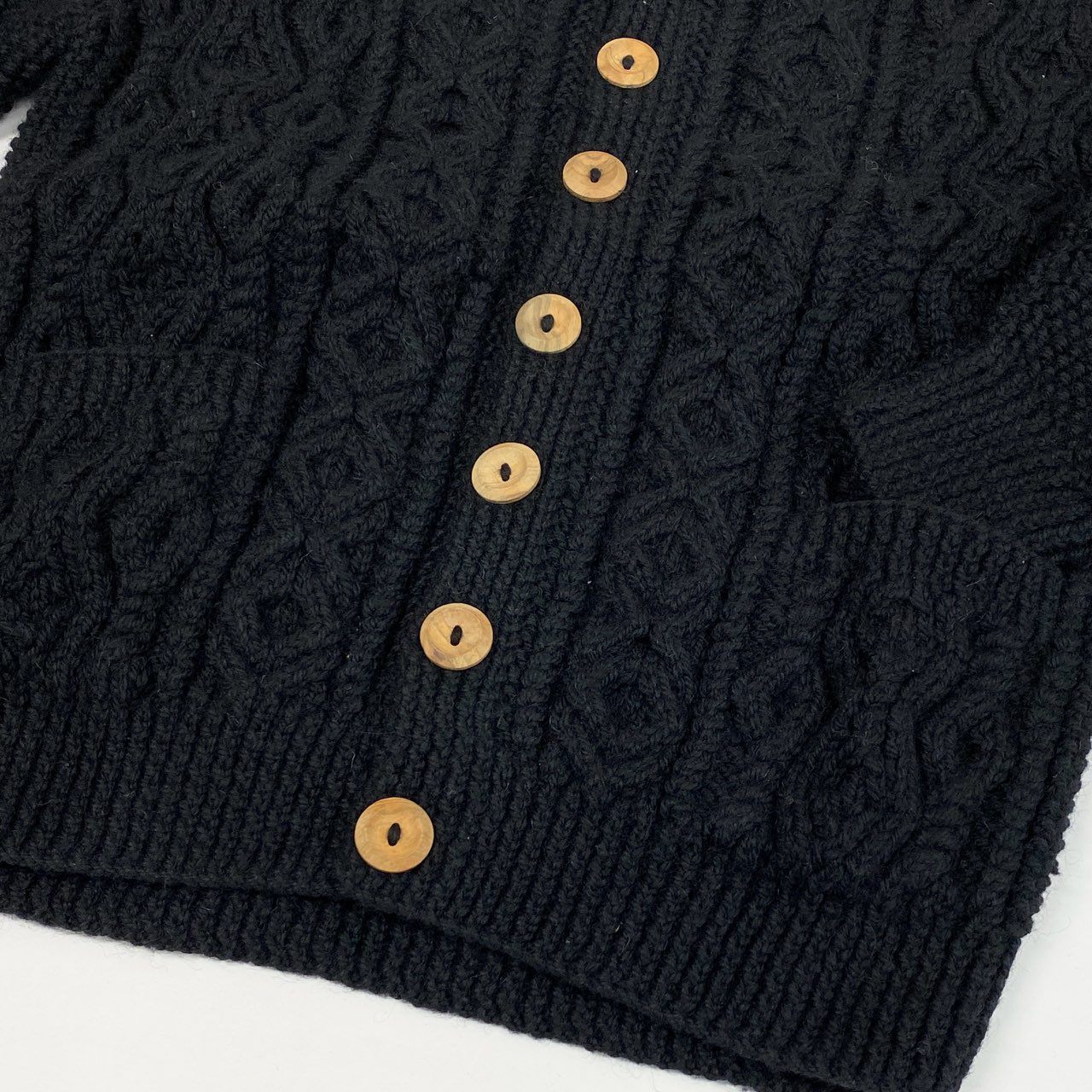 54L5 INVERALLAN インバーアラン スコットランド製 3A ランバーカーディガン ブラック ウール ニットジャケット アメカジt18r