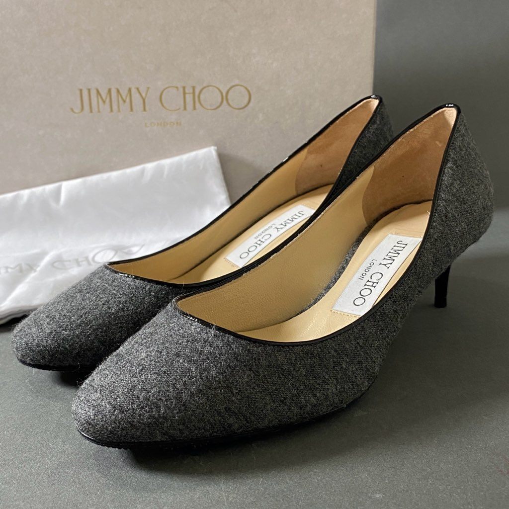 5g17 【イタリア製】　JIMMY CHOO ジミーチュウ ESME50 ピンヒールパンプス サイズ35 グレー レディース