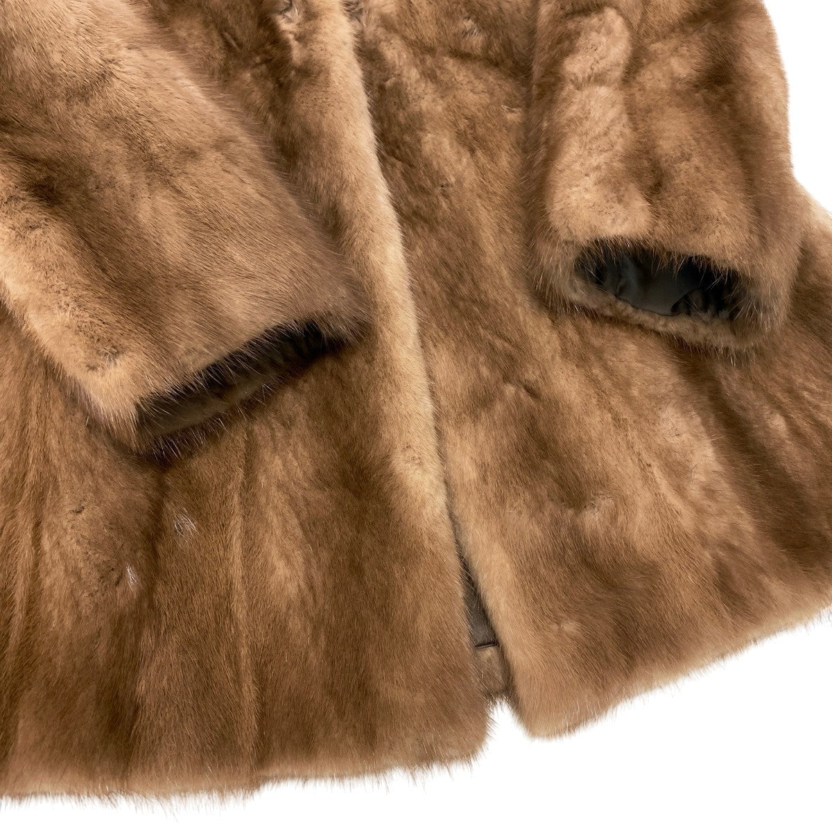 92h8 パステルミンク ファーコート サイズ9 茶系 本毛皮 Pastel Mink Fur Coat リアルファー 柔らか◎t18r
