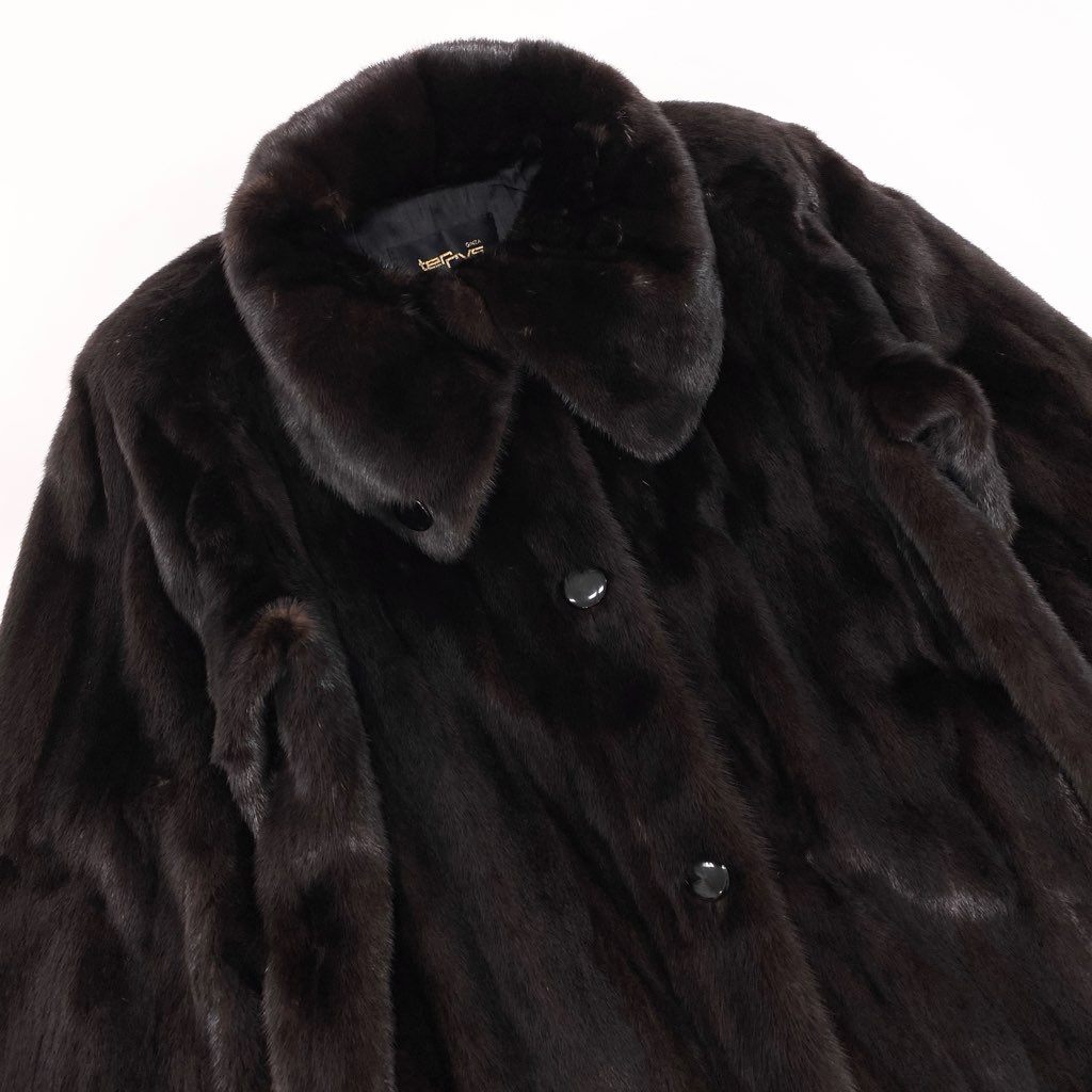 29l27 Terry's テリーズ マホガニーミンク ロングコート サイズF ダークブラウン 本毛皮 MINK FUR 毛並み◎t18r