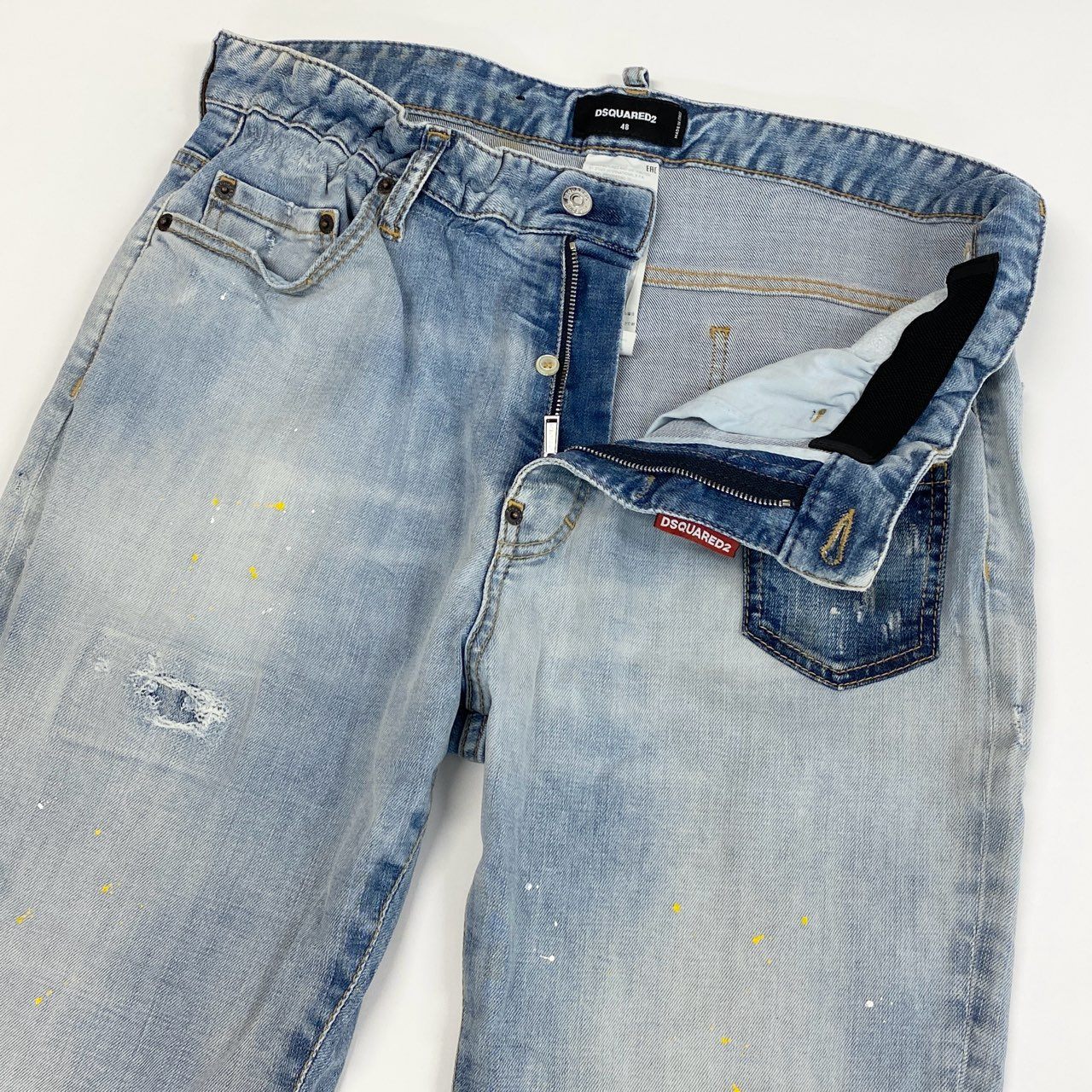 11j6 DSQARED2 ディースクエアード BIG BROTHER JEAN デニムパンツ ジーンズ ペイント加工 イタリア製 ボトムス S74LB0980 48 Mサイズ相当 インディゴブルー コットン メンズo07t