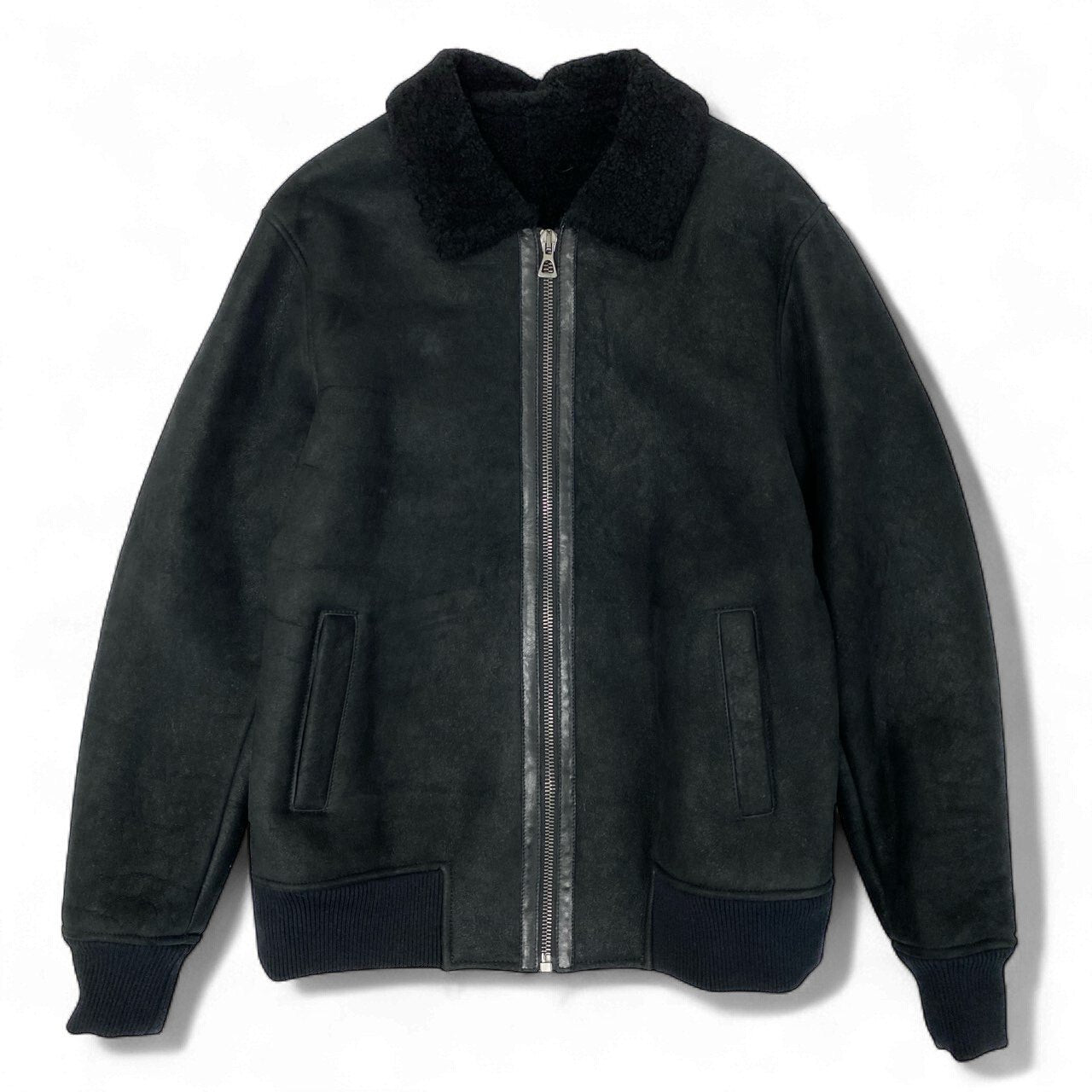 58k22《未使用保管品》 ロンハーマン ＲＨＣ アールエイチシー  ボンバージャケット ムートンジャケット レザー羊革 裏ボア メンズ 紳士服 M ブラックu02t