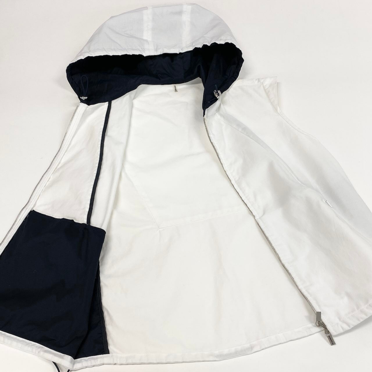 23e14 JIL SANDER ジルサンダー ジップアップ フーディ ベスト ジャケット イタリア製 34 ホワイト コットン レディースo07t