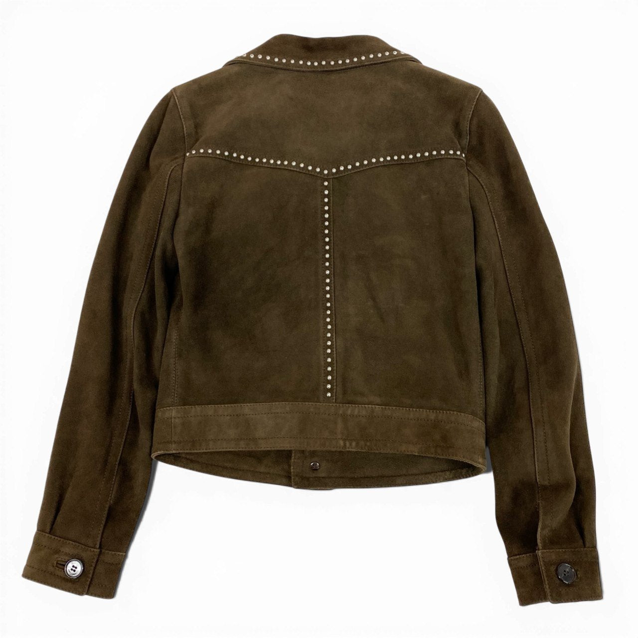 Ab9 SAINT LAURENT サンローラン スタッズジャケット ウエスタンジャケット 34サイズ ブラウン 山羊革 レディース 女性用k02i