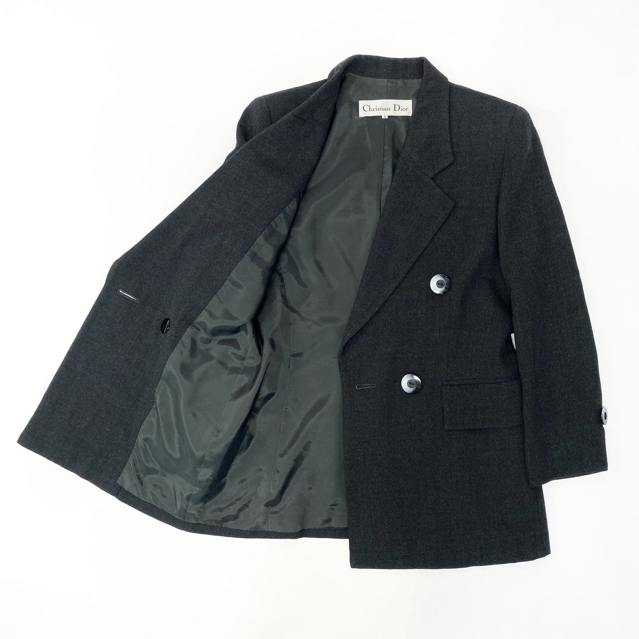 Ec5 Christian Dior クリスチャンディオール ダブルブレストテーラードジャケット ウールジャケット ブレザー Mサイズ ダークグレー レディース 女性用o07t