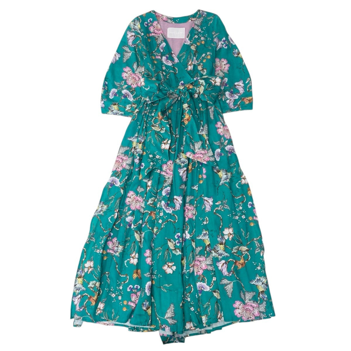 33h19 MYLAN マイラン リネンワンピース オリエンタルガーデンリリー ベルト付 ロングワンピース 花柄 MY18SS-OP014 S グリーン系 レディース 女性用o07t
