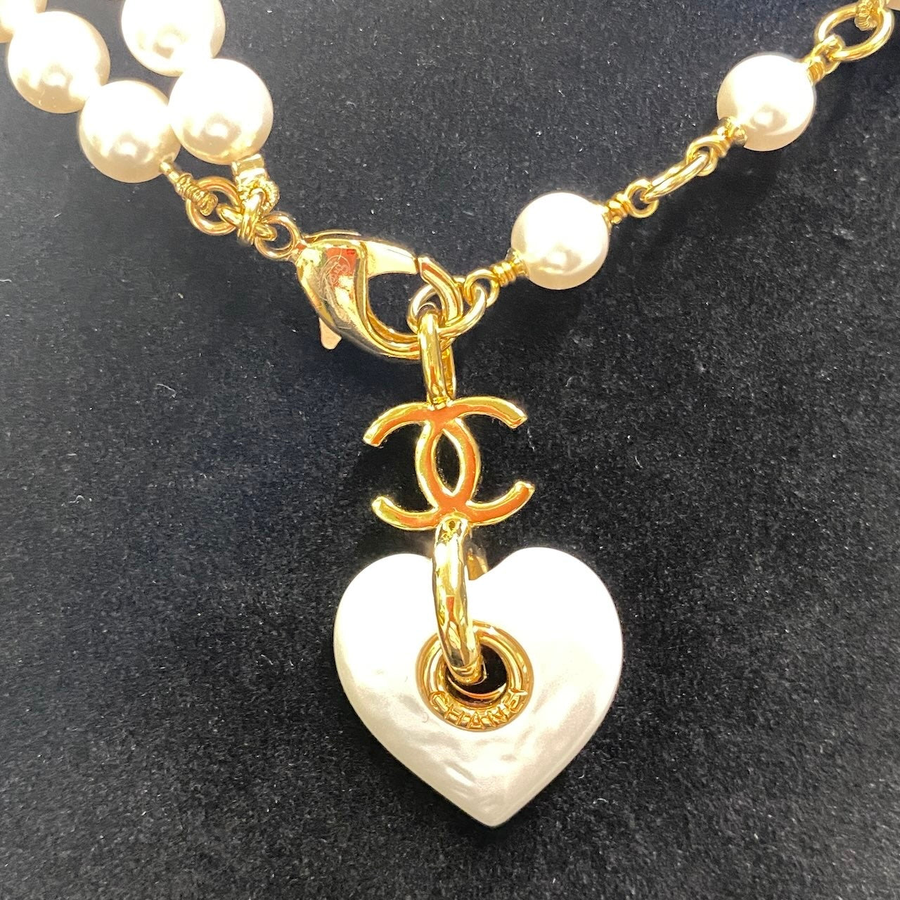 g14【美品】CHANEL A24M パールデザイン ココマーク ネックレス ホワイト ゴールド レディース 女性用k02i