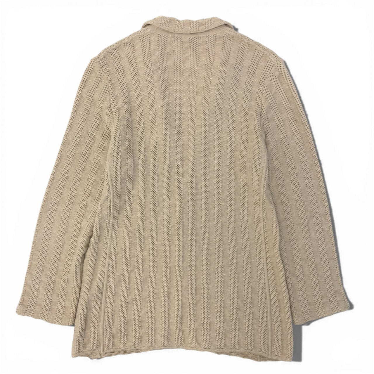 60c6 LARDINI ラルディーニ ニットジャケットカーディガン ニットセーター コットンニット Mサイズ ベージュ コットン100％ メンズ 男性用u02t