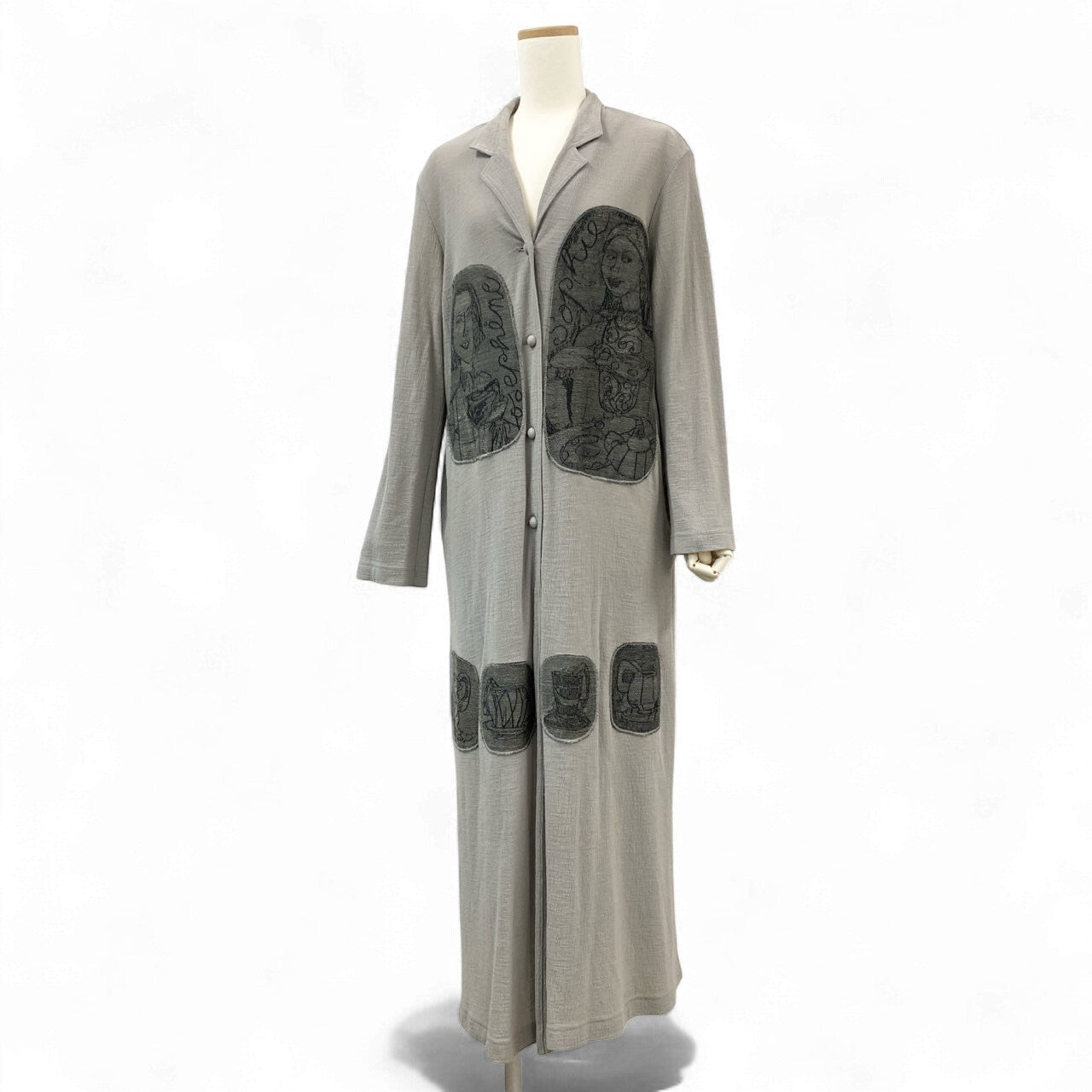 67k20 TOKUKO 1er VOL トクコプルミエヴォル ロングカーディガン 羽織り ワンピース ウール混 9 グレー系 レディースu02t