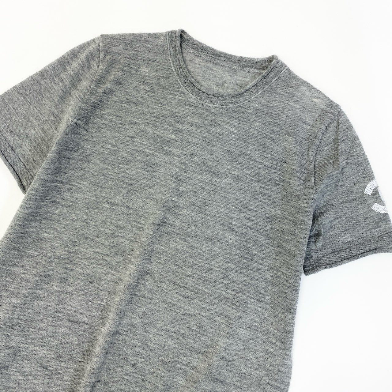 Ca16 CHANEL SPORT シャネル スポーツ 2009年 スパンコール ココマーク カシミヤ100 薄手ニット カーディガン アンサンブル P36086 38 グレー レディース ニットta1