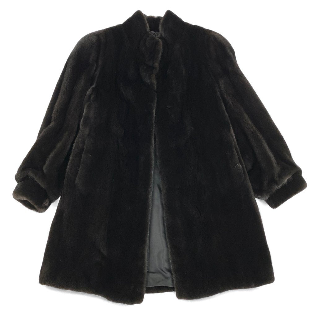 10L15 BLACKGLAMA ブラックグラマ 最高級毛皮 マホガニーミンク ロングコート サイズF ブラック MINK FUR ポケット有t18r