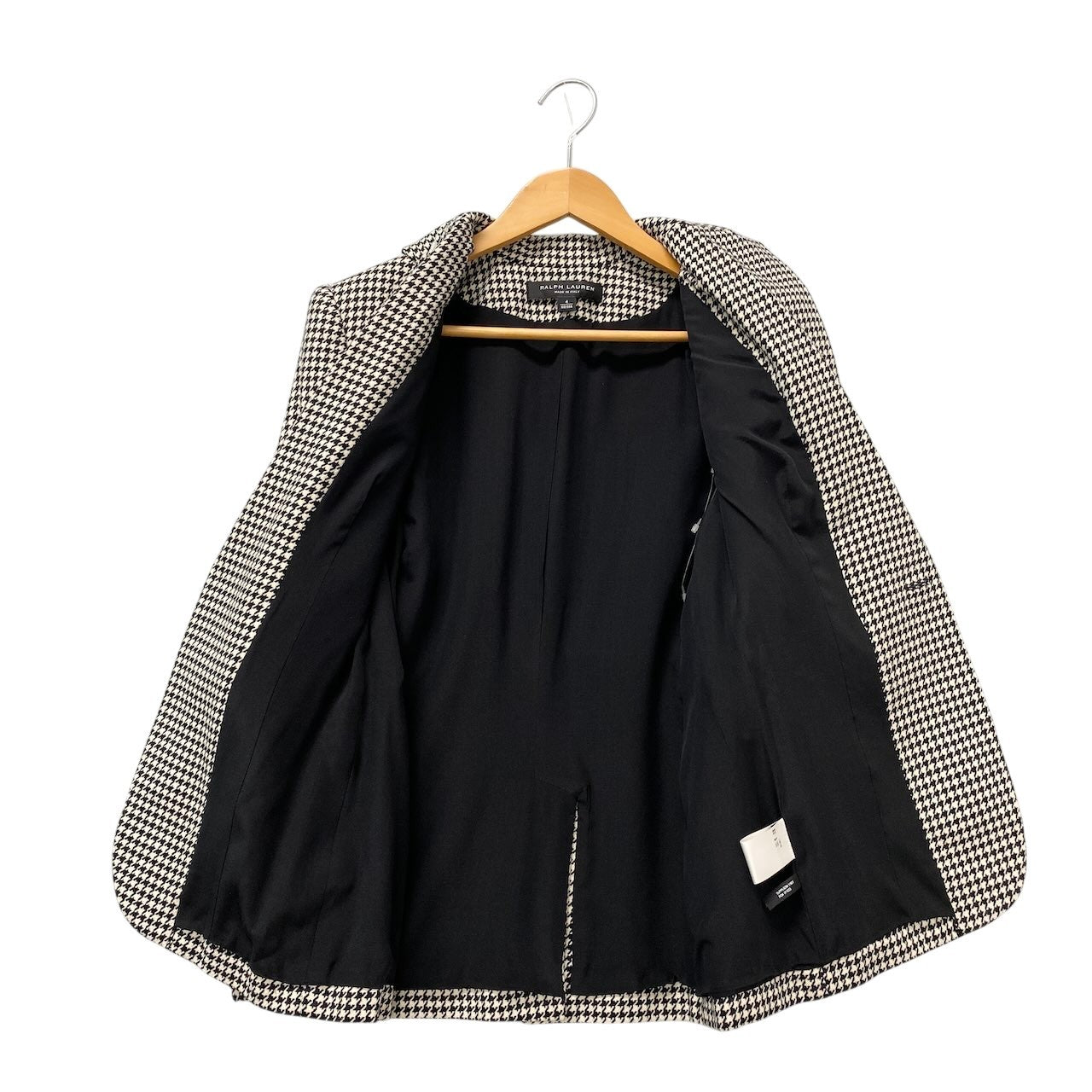 14g5 RALPH LAUREN ラルフローレン BLACK LABEL ブラックレーベル テーラードジャケット ウールジャケット 千鳥格子 イタリア製 4サイズ ブラック ホワイト ウール100％ レディース 女性用u02t