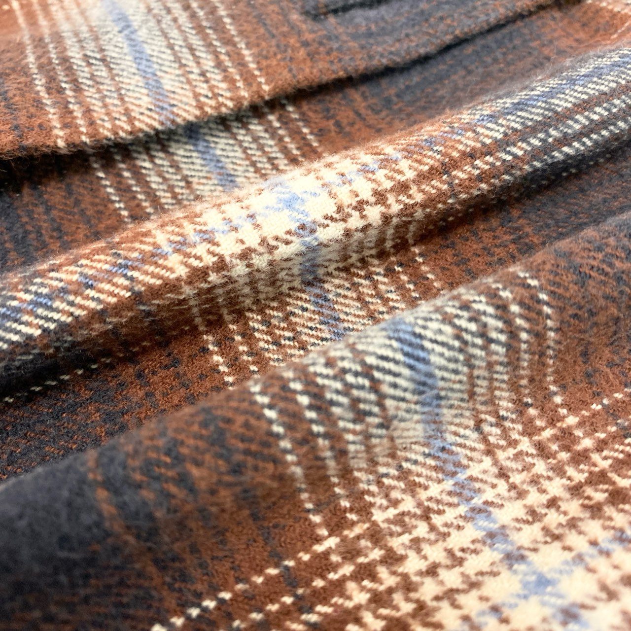 27L1 STIFF スティッフ 長袖 チェックシャツ ネルシャツ コンチョ ネイティブ柄 刺繍  S ブラウン ネイビー オフホワイト コットン100％u02t