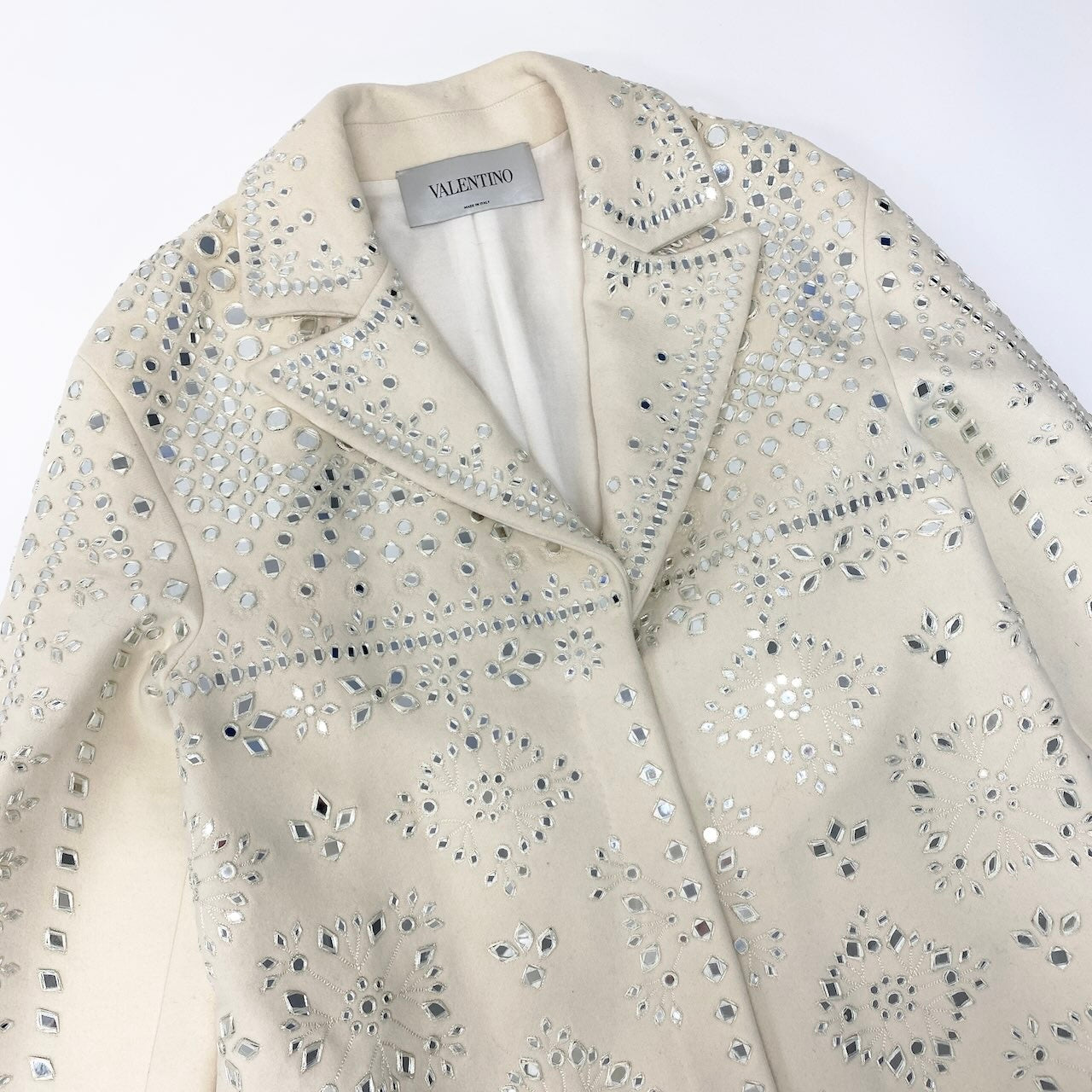 28c11 VALENTINO ヴァレンティノ ミラーコート チェスターコート ウールコート アウター JB3CA0H11CJ 40 ホワイト レディース 女性用u02t