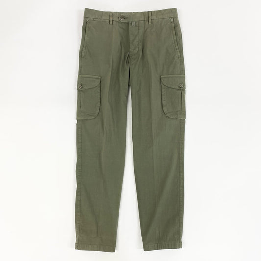 22f13 《美品》 Kiton NAPOLI キートン キトン カーゴパンツ ボトムス サイズ32 カーキ コットン ポリウレタン メンズ 紳士服 イタリア製