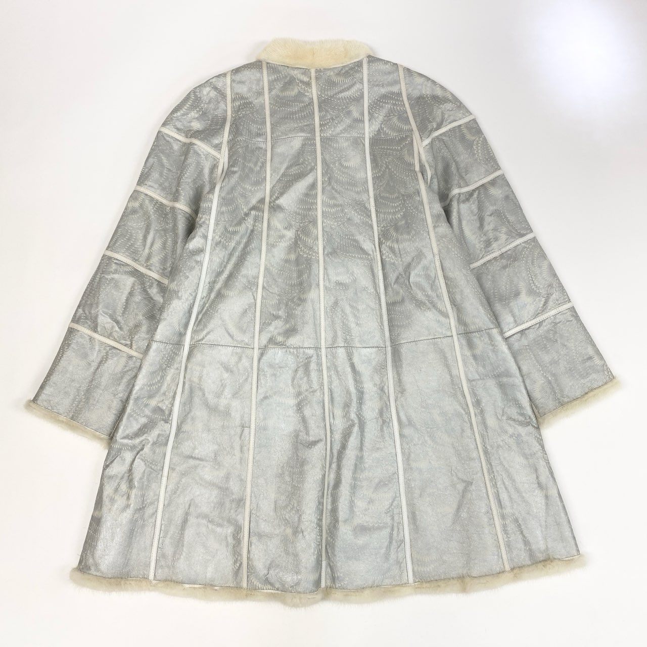 20k2《希少》 ショール付き パールミンク ロングコート 98cm ホワイト 最高級本毛皮 ノーカラー 裾広がり PEARL MINK FURt18r