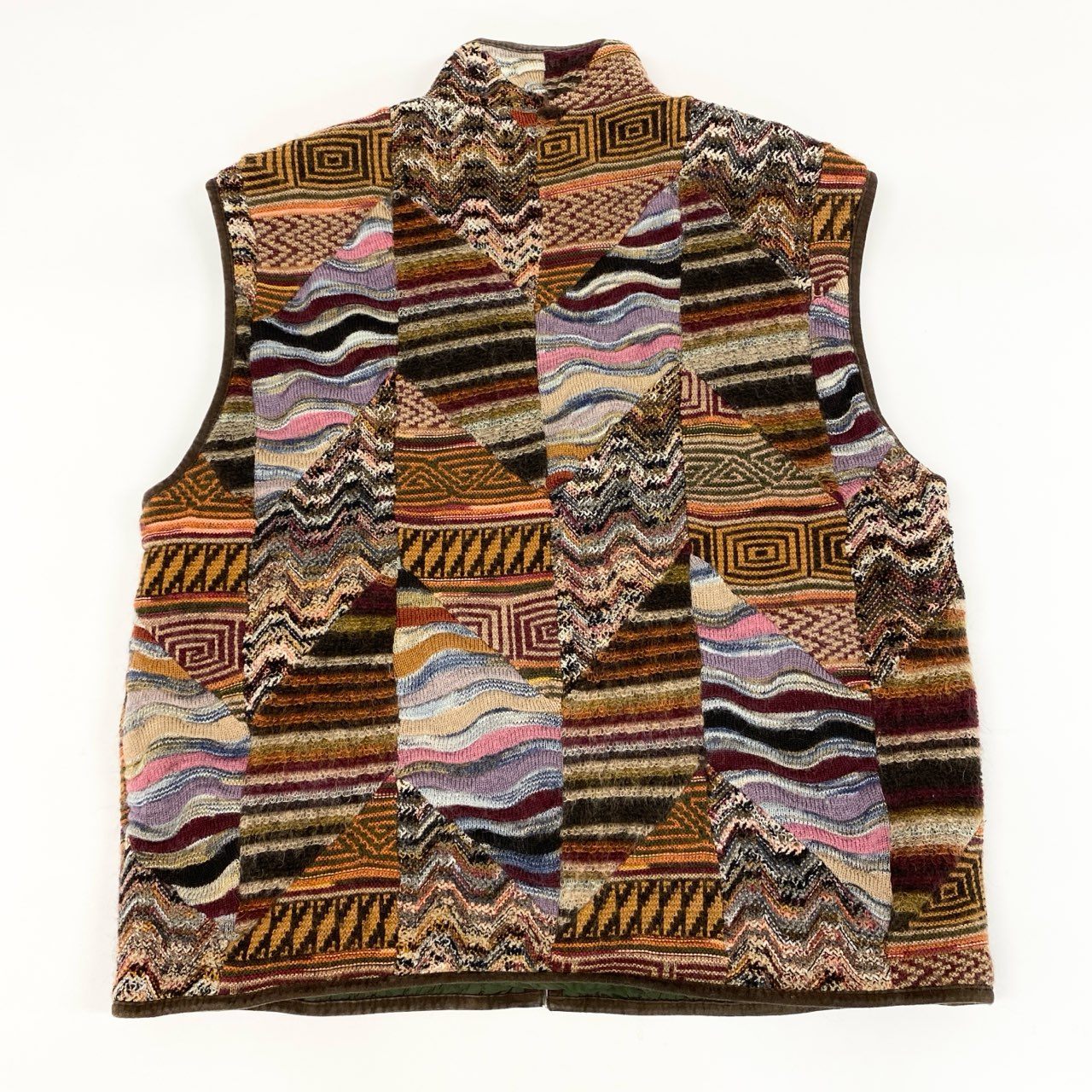 62g24 MISSONI ミッソーニ クレイジーパターン ニットベスト キルティングベスト リバーシブル サイズ52 マルチカラー メンズ_