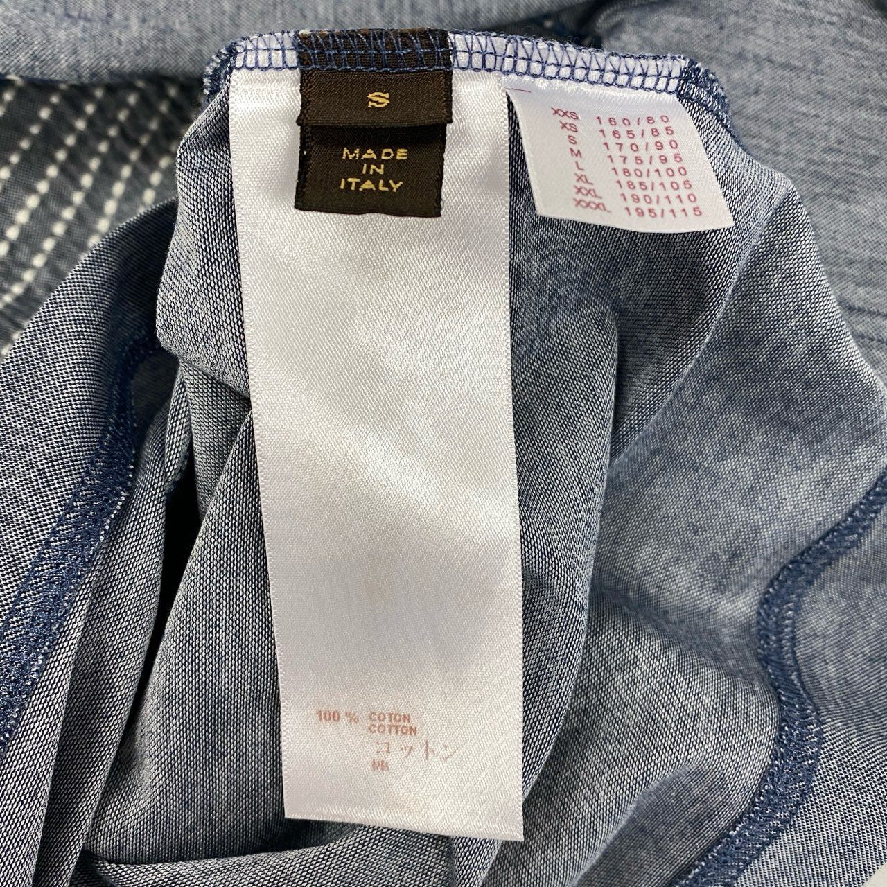 Mc18 LOUIS VUITTON ルイヴィトン パッチワーク モノグラム 半袖Tシャツ カットソー ステッチデザイン メンズ 紳士服 S ブルー系 コットン100％ta1