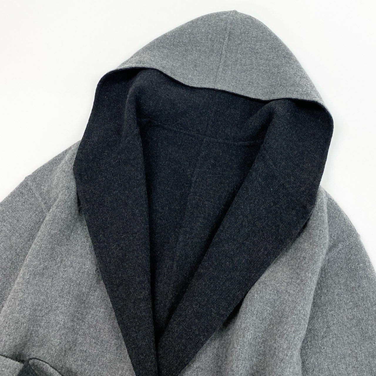 14L1 【美品】bamford バンフォード ウールロングコート リバーシブルコート フーデットコート アウター イタリア製 Mサイズ相当 グレー レディースu02t