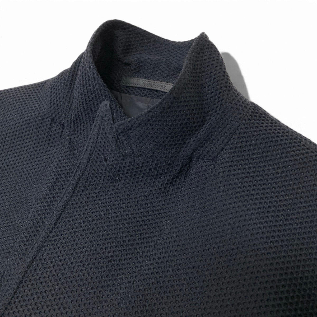 88j8 GIORGIO ARMANI ジョルジオアルマーニ レザータグ 本切羽 メッシュテーラードジャケット ブレザー サイズ52 ブラックt18r