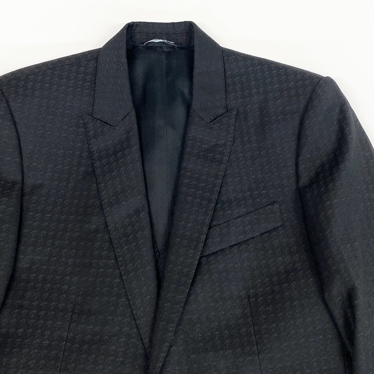 69i26 《美品》DOLCE＆GABBANA ドルチェアンドガッバーナ 3ピース セットアップ スーツ MARTINI 総柄 千鳥格子 G1UKMT 44サイズ ブラック メンズk02i