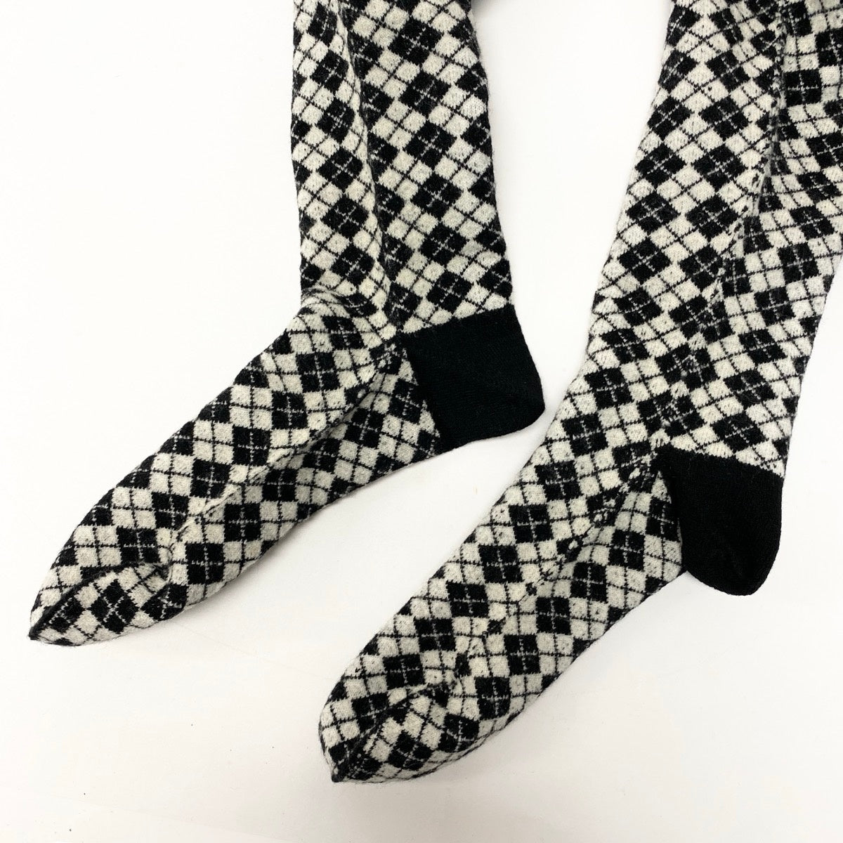 51e19 【未使用保管品】 CHANEL シャネル ニットパンツ タイツ ココマーク アーガイル柄 サイズS ブラック ホワイト レディース 女性用u02t