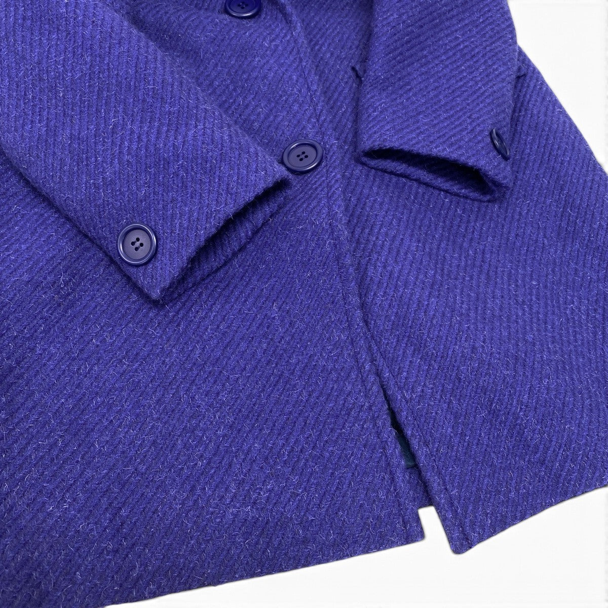 76i2 Christian Dior クリスチャンディオール セットアップスカート ジャケットコート チェスターコート ストライプ柄 刺繍 サイズ9 パープル ウール100％ レディースo07t