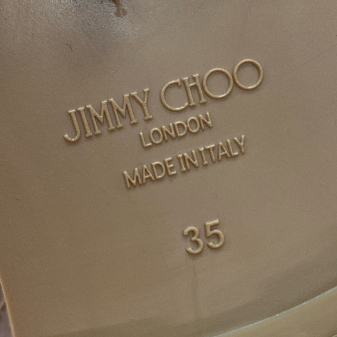7b7 定価￥64,900 JIMMY CHOO ジミーチュウ YAEL FLAT ヤエルフラット レインブーツ 35 ベージュ イタリア製 シューズ