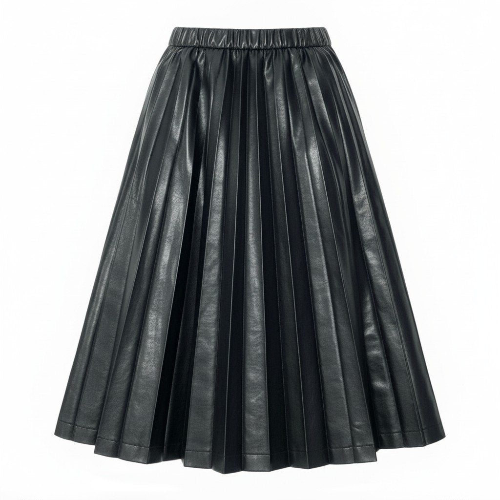 Ac5 tricot COMME des GARCONS トリココムデギャルソン 2019 エコレザー プリーツスカート フレアスカート TE-S004 ブラック レディースu02t