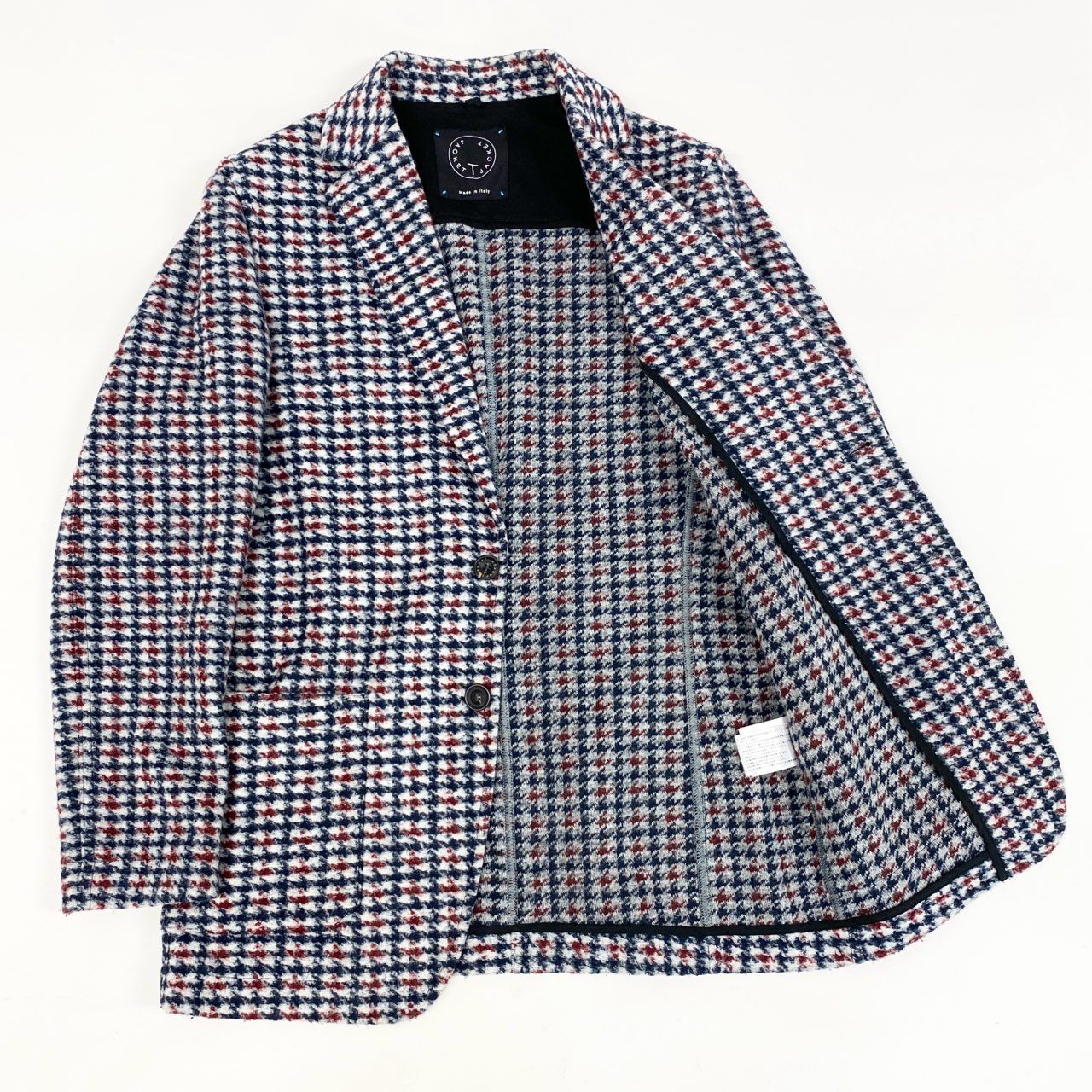 70i2 T-JACKET ティージャケット イタリア製 2B テーラードジャケット ブレザー 千鳥格子柄 51G419J XSサイズ マルチカラー メンズo07t