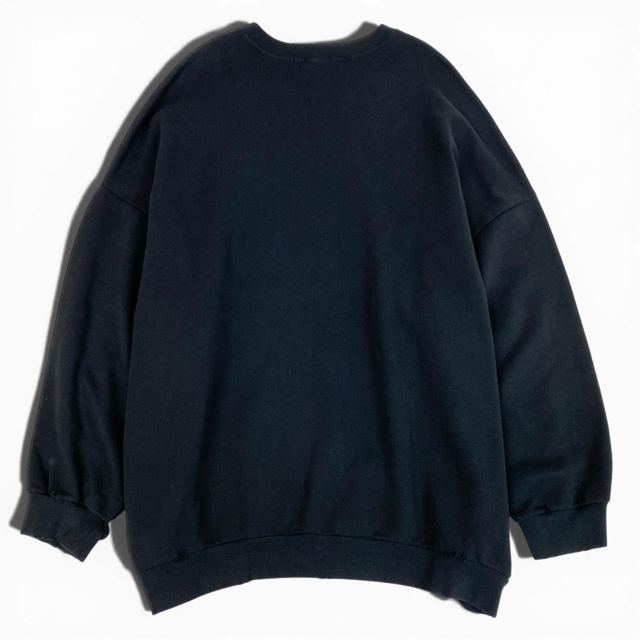 57a13 RAF SIMONS ラフシモンズ AW22 Destroyed crew neck sweater Altered  オーバーサイズ スウェットトレーナー ダメージ加工 メンズ 222-M168-13 サイズ2 ブラック コットン100％o07t