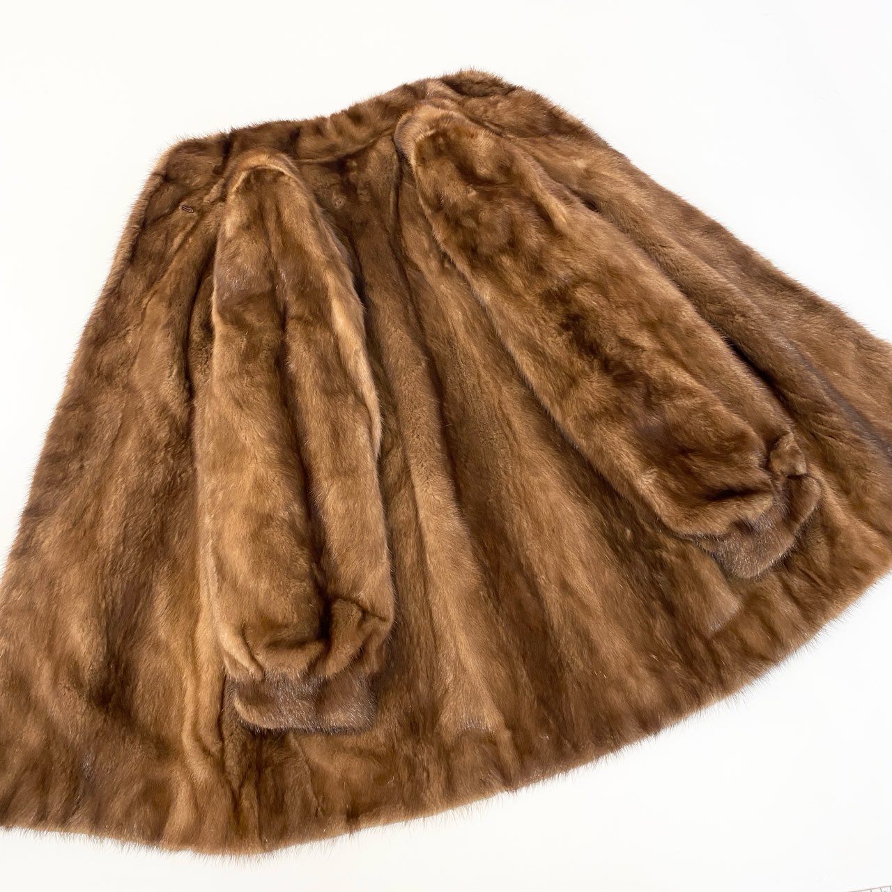 35a15 パステルミンク ロングコート サイズ15 茶系 本毛皮 Pastel Mink Fur Coat ポケット有t18r