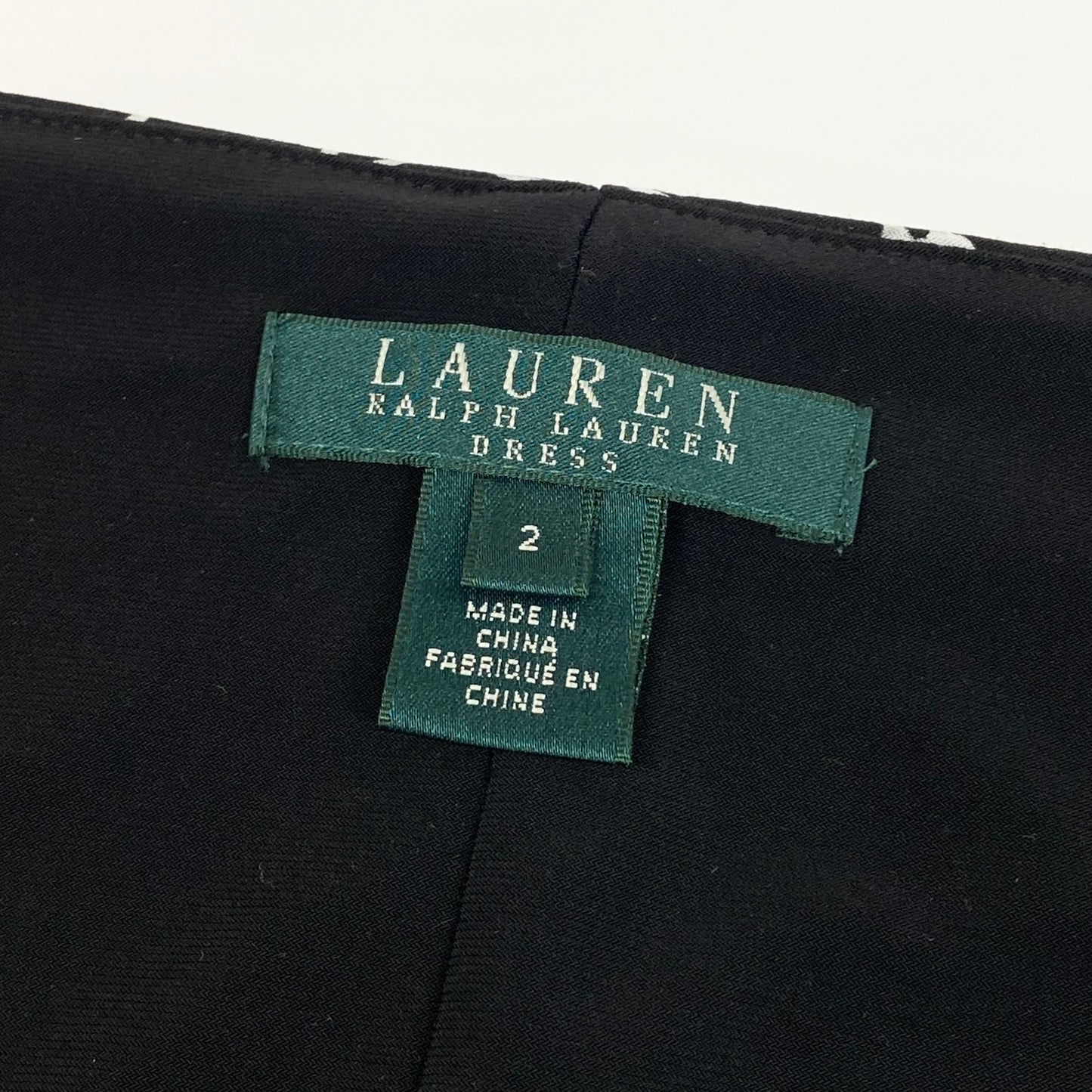 40d16 LAUREN RALPH LAUREN ローレン ラルフローレン フロントクロス ドレスワンピース タイトワンピース 総柄 ストレッチ サイズ2 ブラック レディース 女性用u02t