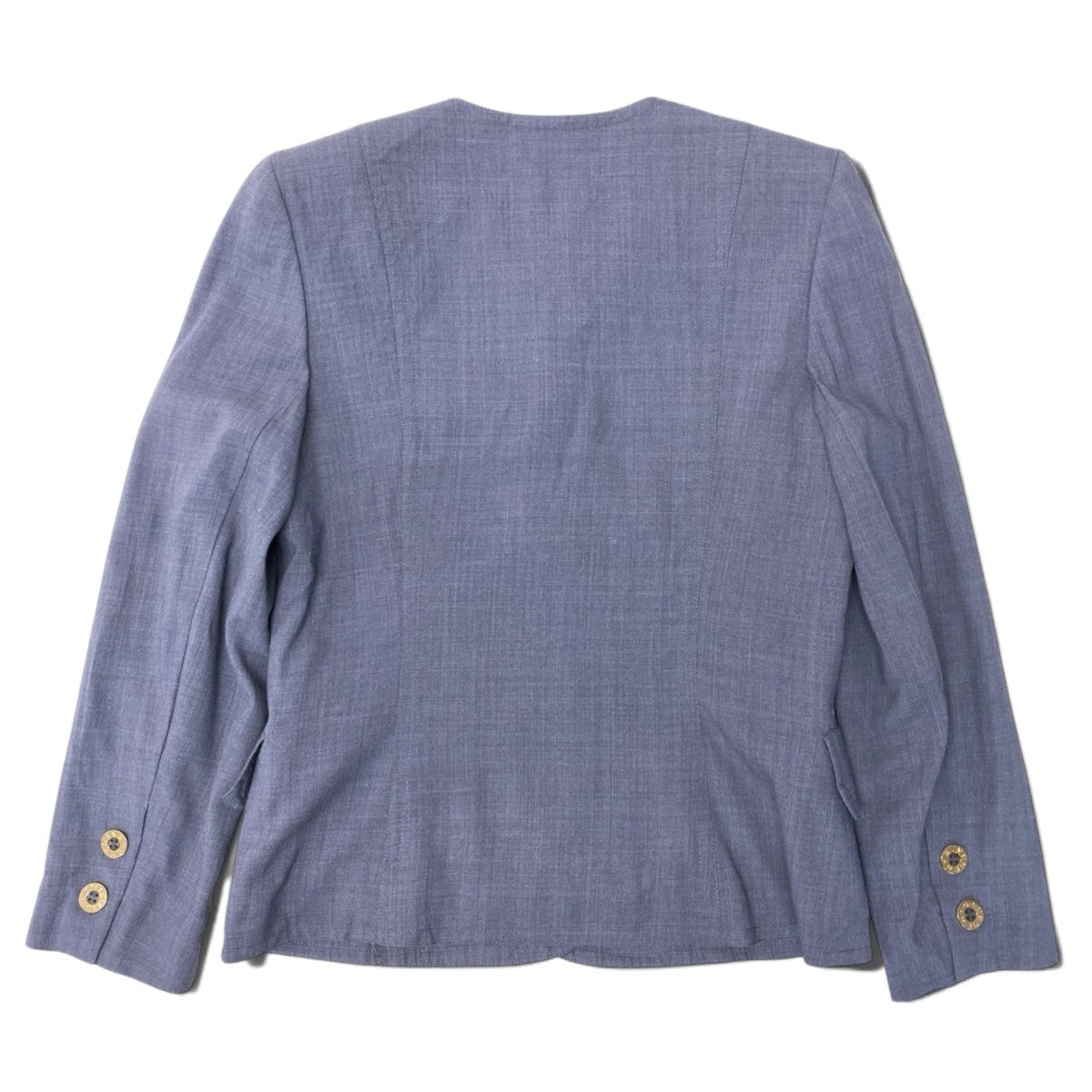 93h3 GIVENCHY ジバンシー ノーカラージャケット ロゴボタン 金ボタン 9サイズ ネイビー レディース 女性用u02t