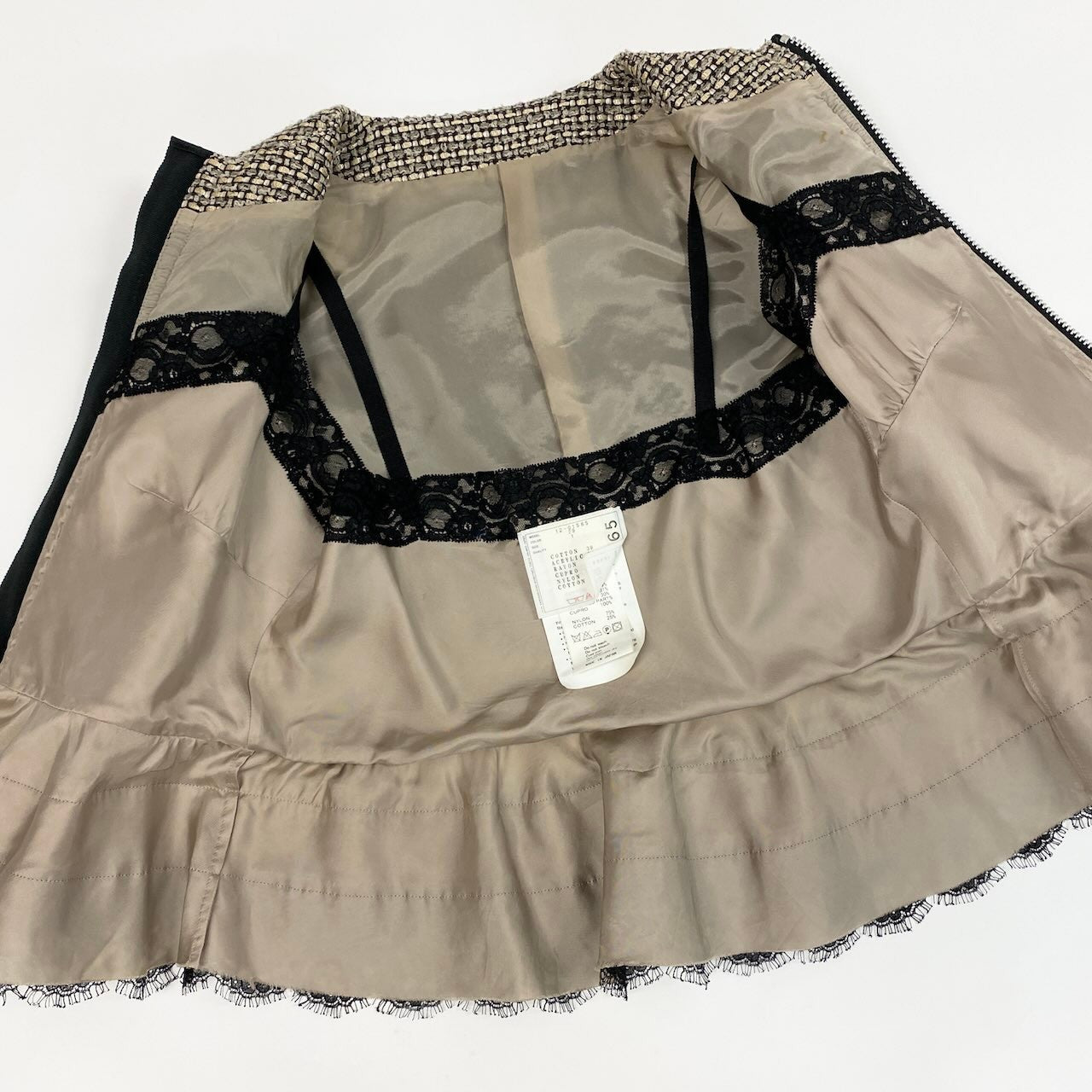 e11 sacai ノーカラーツイードジャケット 切替デザイン 12-01565 1サイズ ブラウン系 レディース 女性用u02t