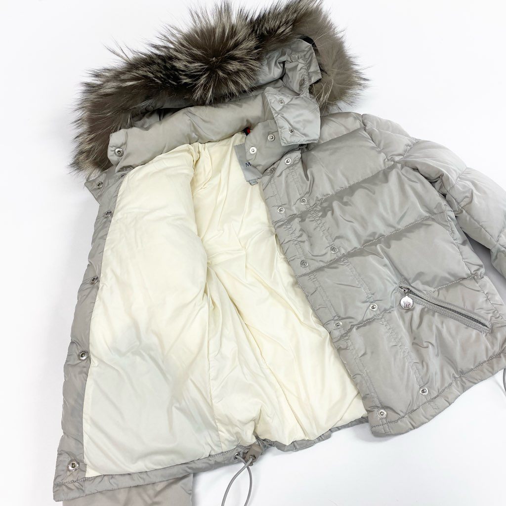 33l24 MONCLER モンクレール シルバーフォックスファー ショートダウンジャケット サイズ1 シルバーグレー ヴィンテージ 希少モデルt18r