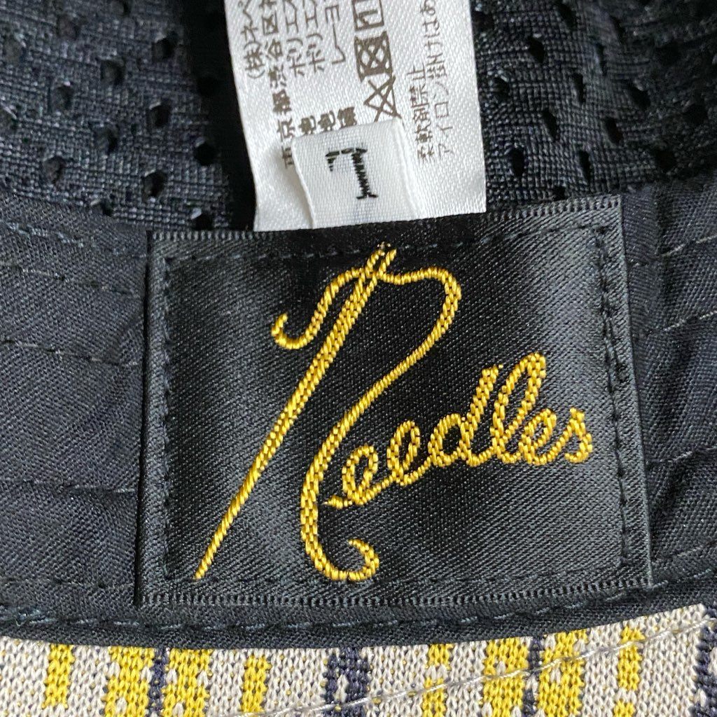 3f23 Needles ニードルス Bermuda Hat バルミューダハット バケットハット 帽子 ストライプ MR070 Lサイズ イエロー グレー ポリエステル