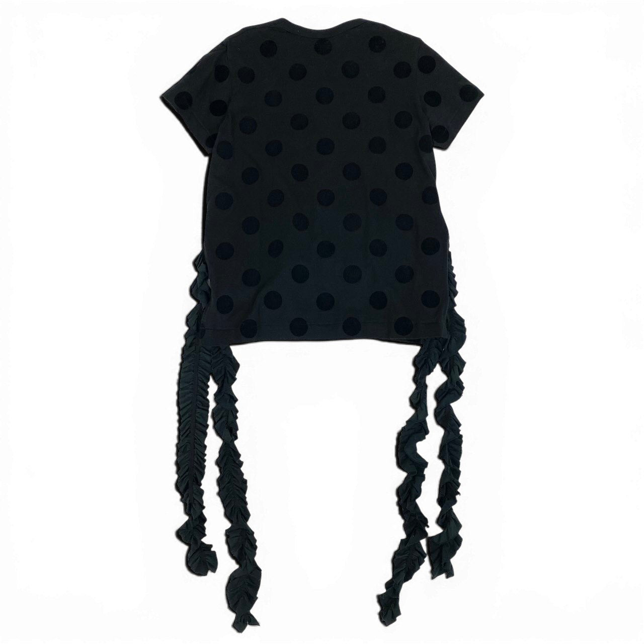 Ae11 tao COMME des GARCONS AD2022 クルーネックTシャツ ドット柄 フリル装飾 TJ-T003 Mサイズ ブラック コットン100％ レディース 女性用ta1
