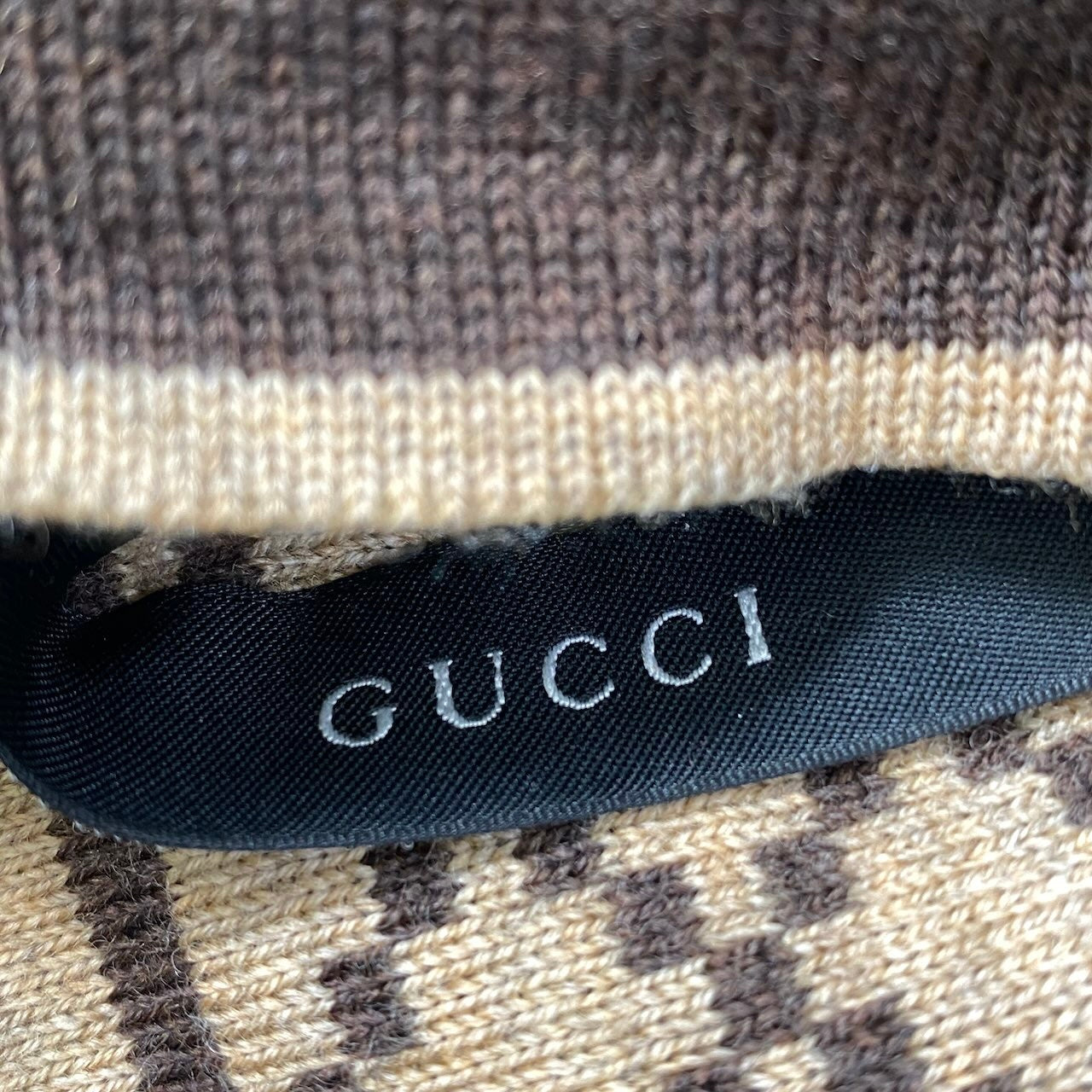 g1 GUCCI グッチ GG柄 ニットキャップ ニット帽 帽子 ウールニット イタリア製 ユニセックス 男女兼用 ブラウン ウール100％