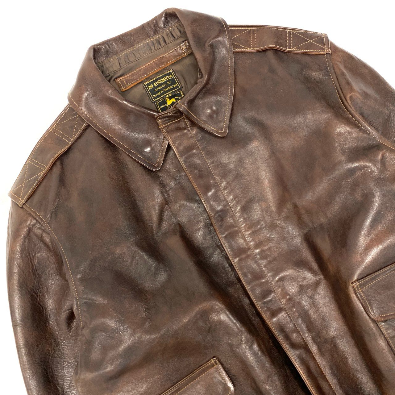 27j22《美品》 BUZZ RICKSON’S バズリクソンズ A-2 ホースハイド フライトジャケット BR80531 42 ブラウン レザー AIR ASSOCIATES エア アソシエイツt18r